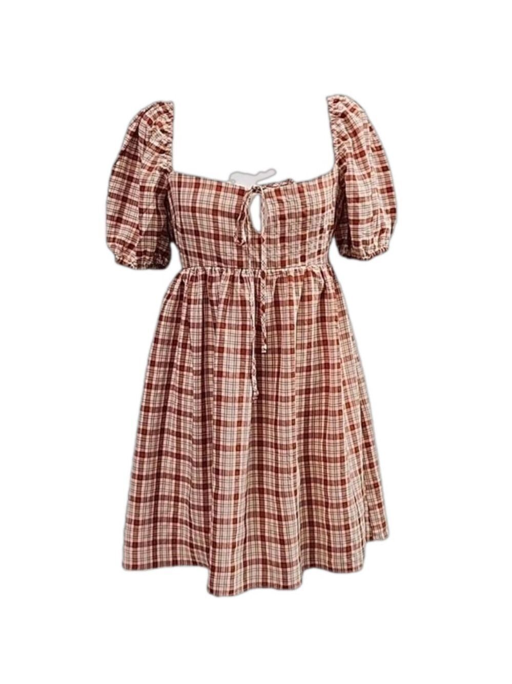 B. Smart Red and Cream Checkered Dress Size 5 Juniors mini length